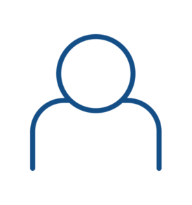 Outline icon of a head and shoulders, symbolizing a user, profile, account, or individual.