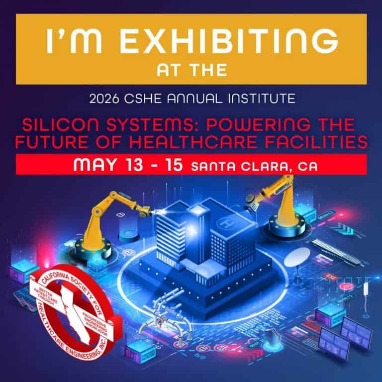 2026 CSHE Annual Institute, May 13-15, Santa Clara, CA. Features futuristic healthcare technology illustration.